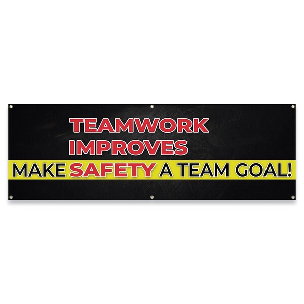 Teamwork Improves Make Team Goal! Banner Concession Stand Food Truck Single Sided, 72" H, B-72-30165